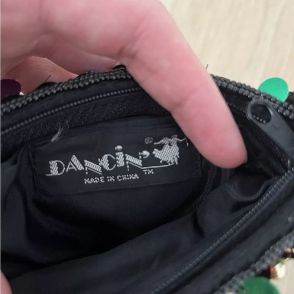 Vintage DANCIN' purse / handbag bright shiny sequins  gold beads Sparkling *D6 - Picture 5 of 5